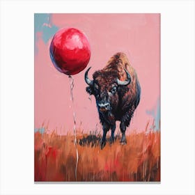 Cute Buffalo 2 With Balloon Canvas Print