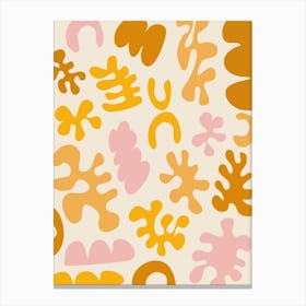 Organic Abstract Matisse Shapes In Pink and Yellow Canvas Print
