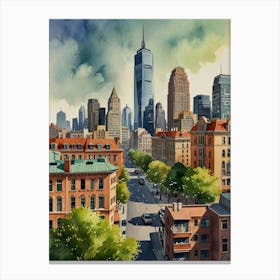 New York City Watercolor Painting Canvas Print