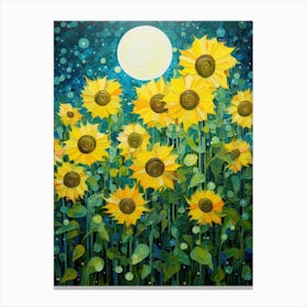 Sunflowers At Night Canvas Print