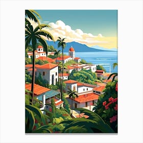 Puerto Vallarta, Mexico, Flat Illustration 3 Canvas Print