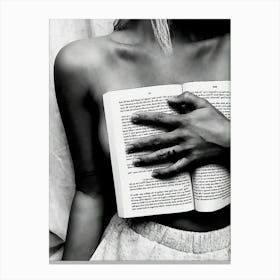 Naked Woman Reading Book Canvas Print