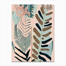 Sensitive Fern Wildflower Modern Muted Colours 2 Canvas Print
