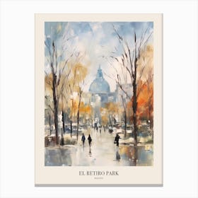 Winter City Park Poster El Retiro Park Madrid Spain 1 Canvas Print