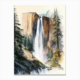 Yosemite Falls, United States Water Colour  (1) Canvas Print