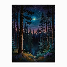 Leonardo Lightning Xl A Dreamy Nighttime Forest Scene With A D 2 Leinwandbild