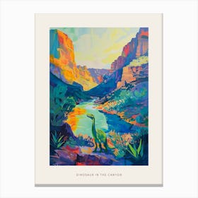 Dinosaur In The Canyon Painting 1 Poster Canvas Print