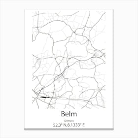 Belm,Germany Minimalist Map Canvas Print