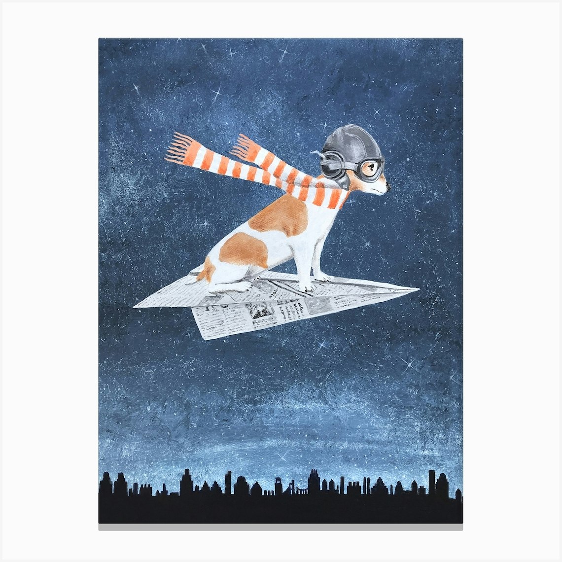 Jack Russel On Paper Plane Canvas Print by Coco Deparis