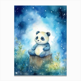 Panda Art Stargazing Watercolour 1 Canvas Print