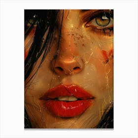 Woman With Red Lips 1 Canvas Print
