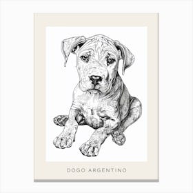 Dogo Argentino Dog Line Sketch 1 Poster Canvas Print