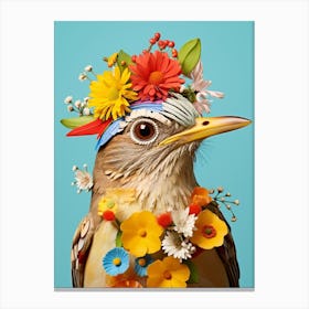 Bird With A Flower Crown Hermit Thrush 2 Canvas Print