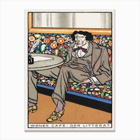 Viennese Café, The Man Of Letter, Moriz Jung Canvas Print