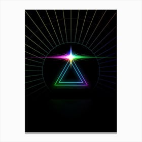 Neon Geometric Glyph in Candy Blue and Pink with Rainbow Sparkle on Black n.0113 Canvas Print