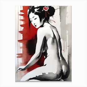 Traditional Japanese Art Style Nude Geisha Girl 2 Canvas Print