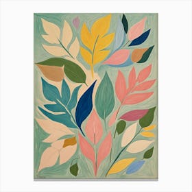 Abstract Pastel Leaves Canvas Print