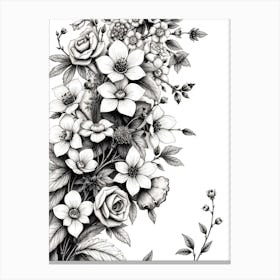 Black And White Flowers 4 Canvas Print