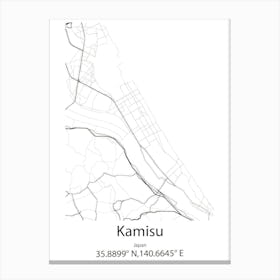 Kamisu,Japan Minimalist Map Canvas Print