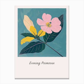 Evening Primrose Square Flower Illustration Poster Canvas Print
