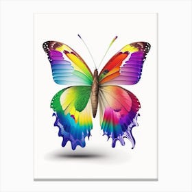 Butterfly On Rainbow Decoupage 1 Canvas Print
