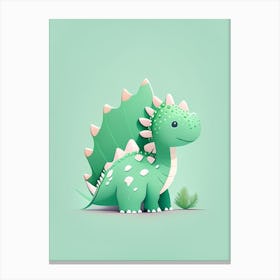 Stegoceras Cute Mint Dinosaur Canvas Print