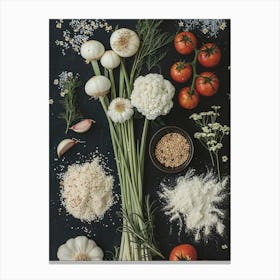 Garlic, Onions, Tomatoes And Herbs Canvas Print