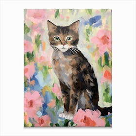 A Pixiebob Cat Painting, Impressionist Painting 3 Canvas Print