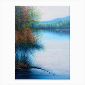 Lake Waterscape Crayon 1 Canvas Print