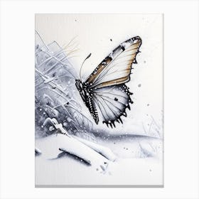 Butterfly In Snow Graffiti Illustration 1 Canvas Print