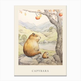 Beatrix Potter Inspired  Animal Watercolour Capybara 2 Canvas Print