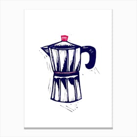 Coffee linocut purple Canvas Print