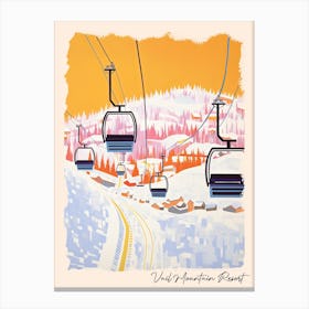 Poster Of Vail Mountain Resort   Colorado, Usa, Ski Resort Pastel Colours Illustration 1 Canvas Print