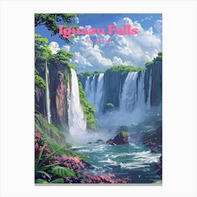 Iguazu Falls Argentina Paradise Travel Art Illustration Canvas Print