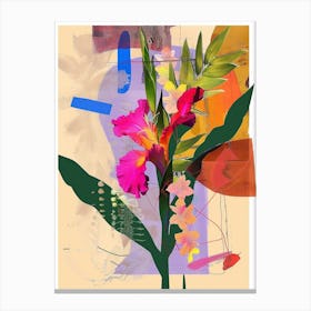 Gladiolus 1 Neon Flower Collage Canvas Print