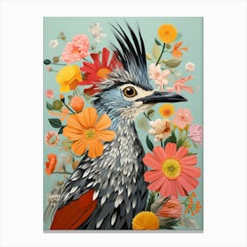 Bird With A Flower Crown Roadrunner 2 Canvas Print