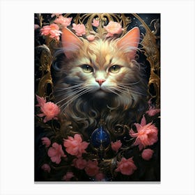 Floral Fantasy Cat Canvas Print