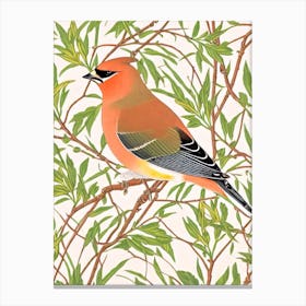 Cedar Waxwing William Morris Style Bird Canvas Print