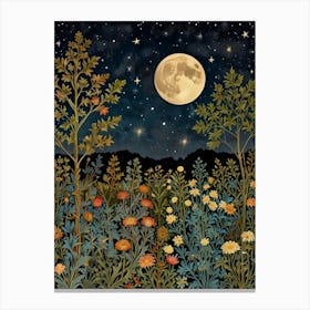 Moonlight In The Meadow Style William Morris 1 Art Print 2 Canvas Print