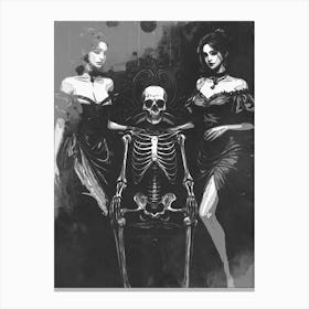 Skeleton & Two Woman Canvas Print