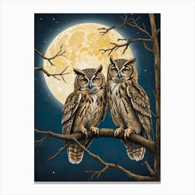 Owls At Night 1 Canvas Print