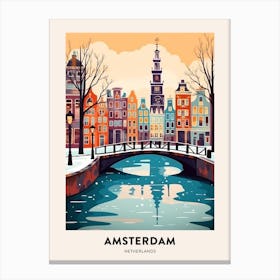 Vintage Winter Travel Poster Amsterdam Netherlands 4 Canvas Print