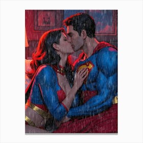 Hug Kissing Super Man Canvas Print