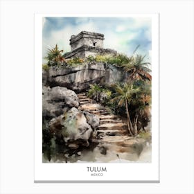 Tulum Mexico Watercolour Travel Poster 2 Canvas Print