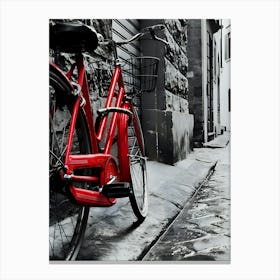 Red Bicycle In Alley Canvas Print
