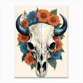 Floral Bison Skull (38) Canvas Print