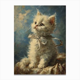 Kitten With Bow Rococo Inspired 1 Canvas Print