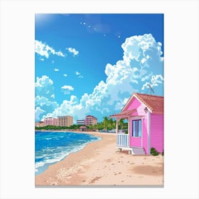 Pink Beach House 1 Canvas Print