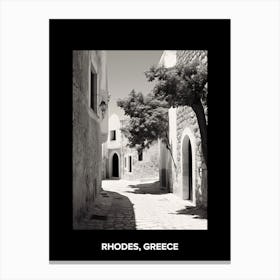Poster Of Rhodes, Greece, Mediterranean Black And White Photography Analogue 4 Canvas Print