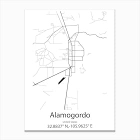 Alamogordo,United States Minimalist Map Canvas Print